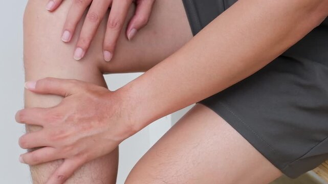 Slow-motion calf massage after morning run&mdash;relieves muscle tension, boosts recovery, and promotes wellness. Ideal for fitness and therapy ads.