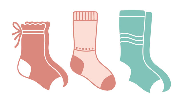 Colorful socks displayed: A set of stylish, colorful socks showcase unique patterns and designs. This image highlights comfort and design.