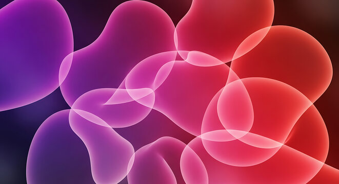 Abstract flowing organic shapes in pink purple and red gradient background fluid