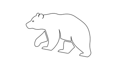 California Brown Bear Silhouette Vector flat design with brushes line icon. Minimal Black Animal Design. Bear silhouette.