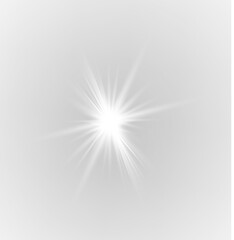 White glowing star shines intensely with tiny sparkling particles scattering around. Its radiant light creates a magical visual impact. PNG transparent background allows creative layering.