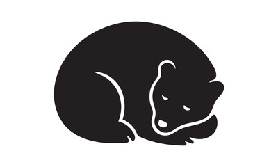 California Brown Bear Silhouette Vector flat design. Minimal Black Animal Design. Bear silhouette.