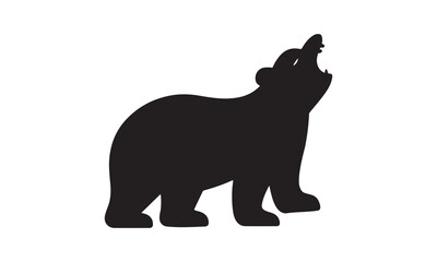 California Brown Bear Silhouette Vector flat design. Minimal Black Animal Design. Bear silhouette.