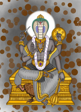 hand drawn digital art of lord ketu in indian astrology