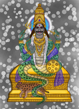 hand drawn digital art of lord rahoo in indian astrology