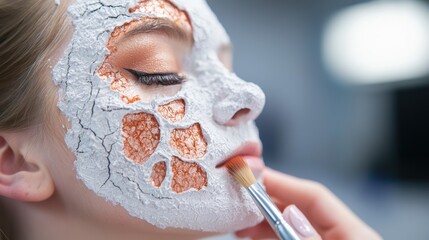 School practice room with students applying special effects makeup.