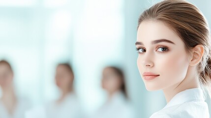 Beauty training certification class with a tutor explaining skincare routines to a group of learners.
