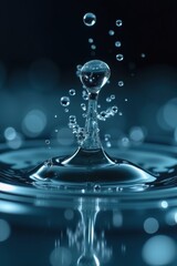 Abstract splash of water with bubbles and reflection