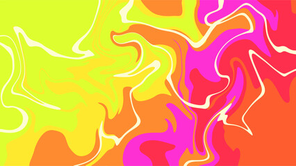 Bright Fluid Art Wallpaper, Psychedelic Neon Color Swirl Pattern.
