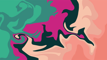 Bright Fluid Art Wallpaper, Psychedelic Neon Color Swirl Pattern.