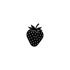 strawberry silhouette , black and white illustration isolated on white background 