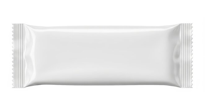Illustration of white candy bar wrapper for product presentation