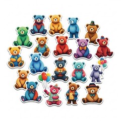 Vibrant Bear Characters Displaying Whimsy and Joyful Attitudes