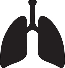 Silhouette lungs icon representing respiratory system, breathing, and medical health design.