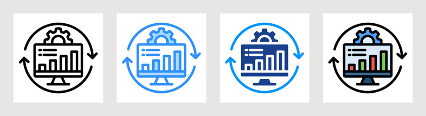 Process Monitoring Icon Collection Set Multiple Style