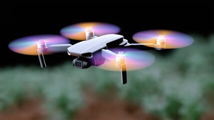 Agricultural drone flying above crops for analysis