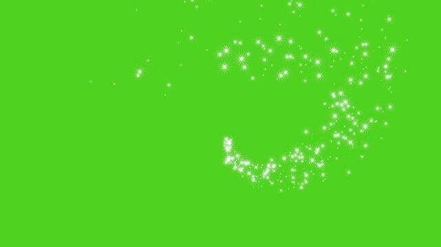 white sparkle stars glitters light trail alpha channel loop 4k animation, White simple sparkles trail, Fairy Tail Glitter Particles Sparkling. glittering star dust trail