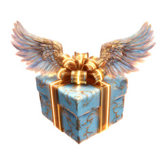 Christmas gift with wings