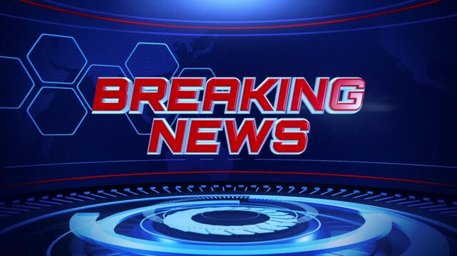3D Graphic Animation HD. 3D BREAKING NEWS Intros with Transitions Global earth map rotating digital world breaking news Studio Background broadcast