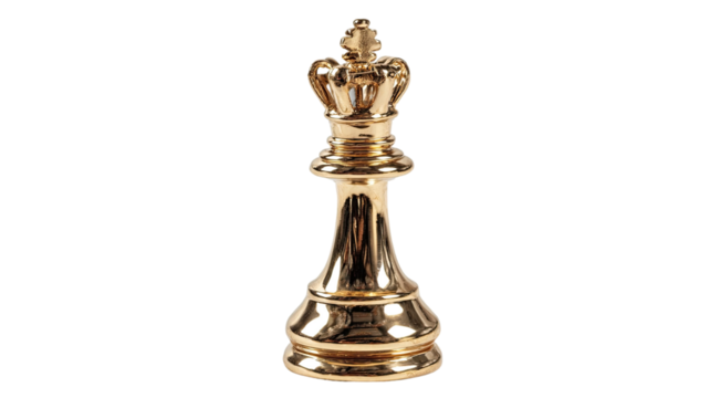 3d gold chess piece isolated on white background