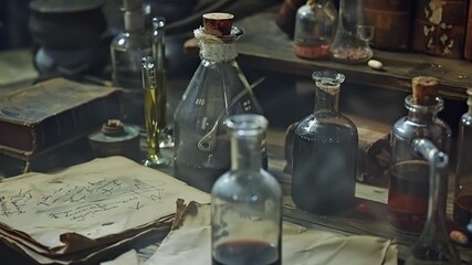 Vintage items like bottles, papers, and curiosities. Ideal for design projects, vintage themes, or historical presentations.