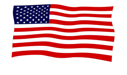 Waving American Flag Vector Sticker, Patriotic USA Icon with White Outline for Print and Digital Design.