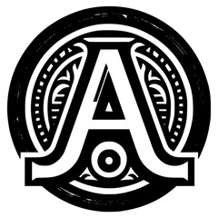 'A' letter Monogram Initial Letters Logo black vector icon with transparent background 
