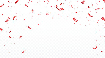 Falling Red Confetti Celebration. birthday, holiday and party element