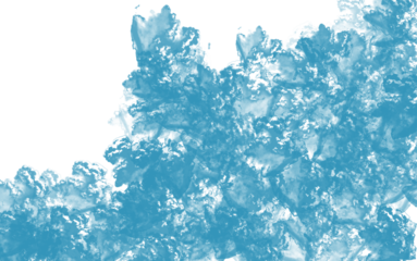 Dynamic blue abstract shape with textured edges, modern digital background isolated on transparent background