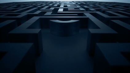 Complex Maze Solution: A 3D illustration depicting a labyrinth within a maze, symbolizing the challenge of finding success in a business strategy	
