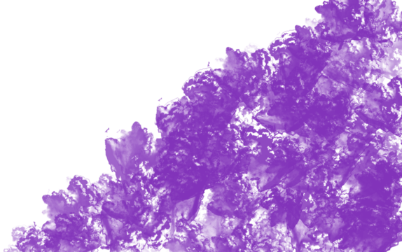 Abstract purple cloud-like shape with dynamic texture and soft edges isolated on transparent background