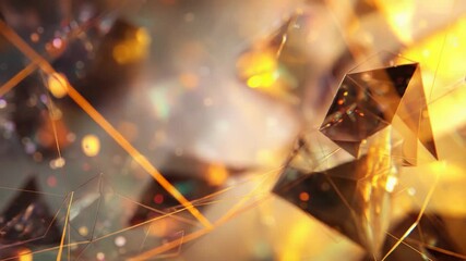 Abstract golden crystal geometry connecting lines and particles - Powered by Adobe
