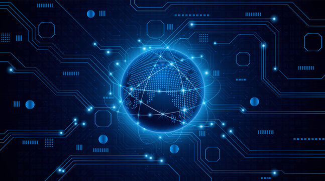 Concept of global network connection. World map. Modern internet network connection technology. High speed internet or fast wireless data transmission.	