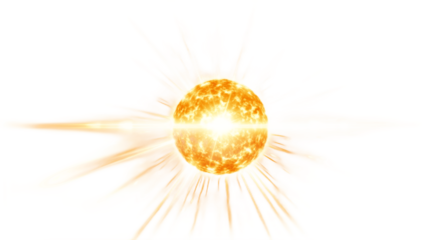 Dynamic Solar Energy Burst with Glowing Orange Core and Radiating Light Rays, Representing Powerful Heat and Cosmic Brilliance