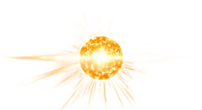 Dynamic Solar Energy Burst with Glowing Orange Core and Radiating Light Rays, Representing Powerful Heat and Cosmic Brilliance