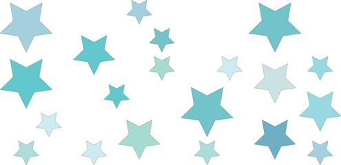 A scattering of light blue and teal stars of various sizes
