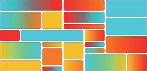 Abstract composition of rounded rectangles with vibrant gradient color transitions