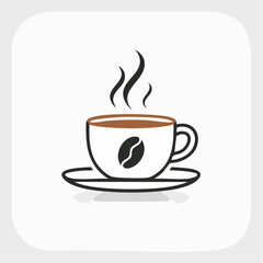 Obraz premium Minimal Monoline Espresso Shot Logo Icon – Black & White Vector Coffee Brand Mark