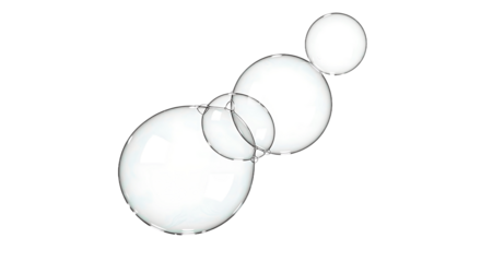 Interconnected Clear Soap Bubbles Floating Against a Solid Green Background