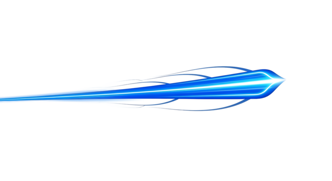 Dynamic Blue Light Streak with Glowing Lines, Abstract Graphic Element Representing Speed and Technology