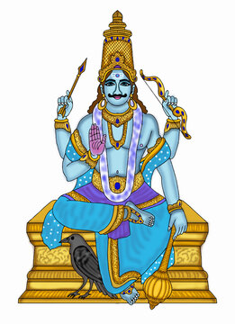 hand drawn digital art of lord shani in indian astrology