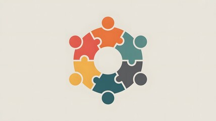 Teamwork Puzzle Circle Logo Symbolizing Unity and Collaboration