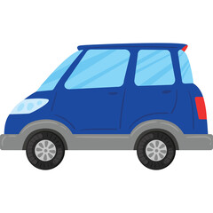 A Blue Pixelated Mini Van With Tinted Windows And Silver Wheels Isolated On A Transparent Background