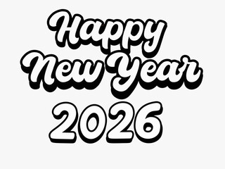 Happy New Year, New Year, celebration, greeting, typography, lettering, holiday, festive, retro, text effect, outline font
