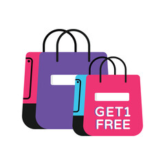 Buy one get one free offer marketing design Vector Icons

