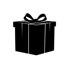 Elegant Black Gift Box with Bow Silhouette.