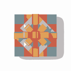 Stylized Gift Box with Ribbon and Shadow.