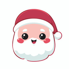 Cute Santa Claus Face with Red Hat and Rosy Cheeks.