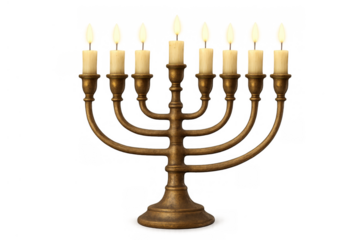 Hanukkah menorah illuminating celebration and tradition, lighting candles for the jewish festival of lights on transparent background