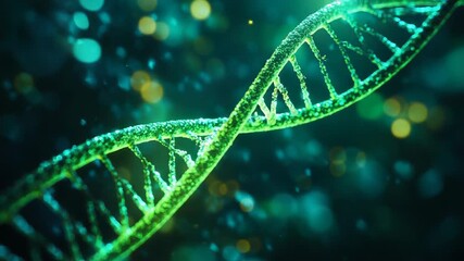 Dna strand rotating, showing genetic data and scientific research - Powered by Adobe